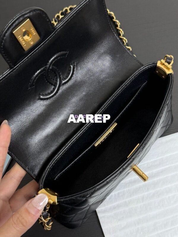 Replica Chanel 25P Small Flap Bag With Top Handle  AS5355 Black 9