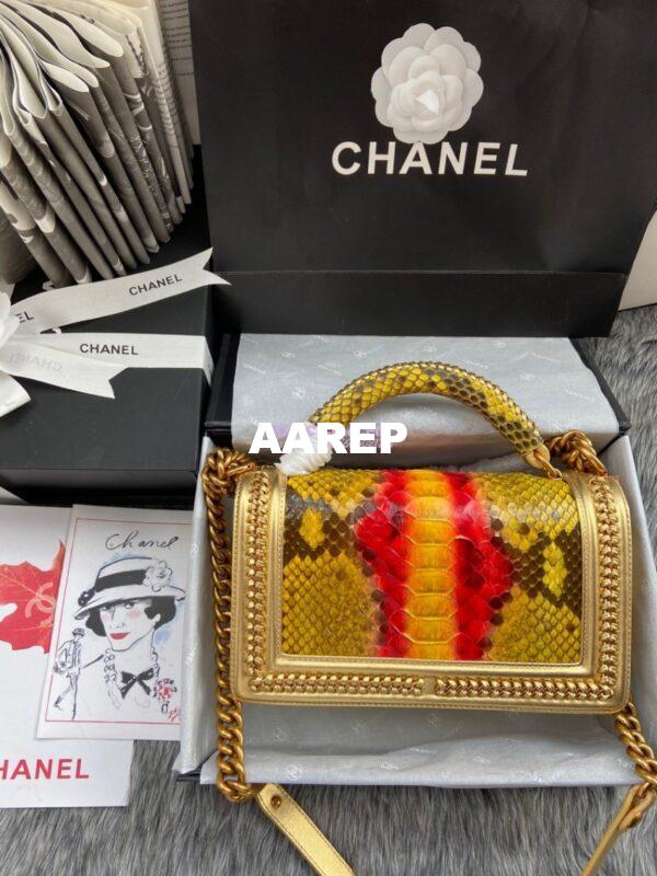 Replica Chanel Python Boy Bag with Handle 23 7