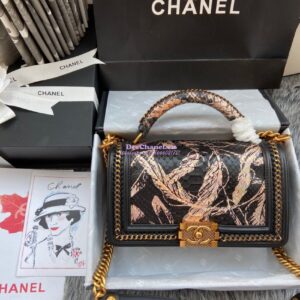 Replica Chanel Python Boy Bag with Handle 22