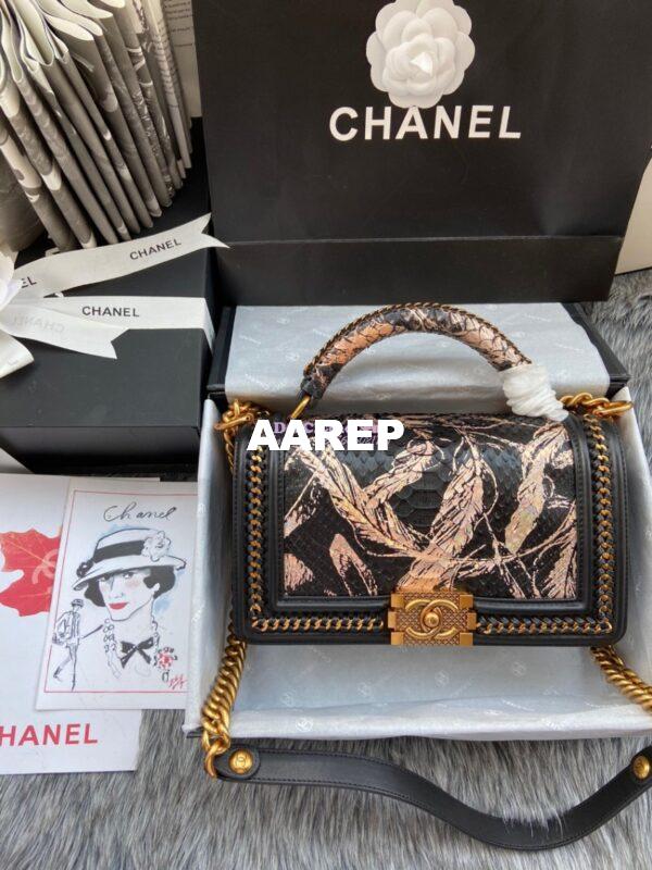 Replica Chanel Python Boy Bag with Handle 22 3