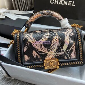 Replica Chanel Python Boy Bag with Handle 22 2