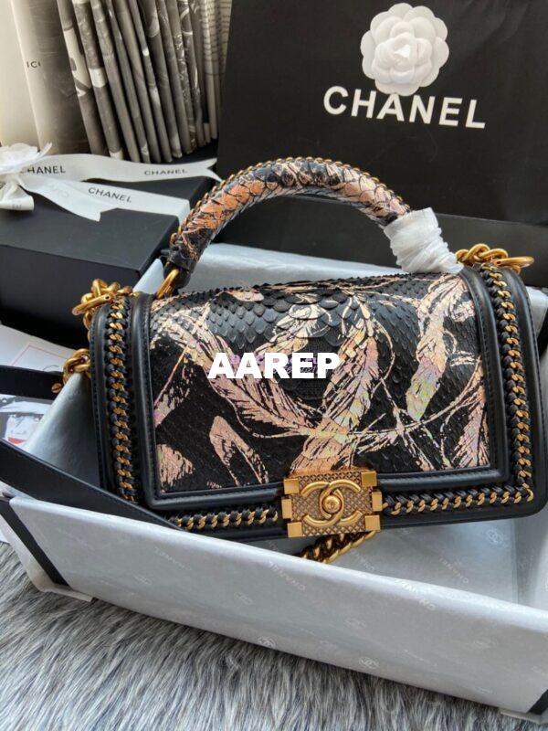 Replica Chanel Python Boy Bag with Handle 22 4
