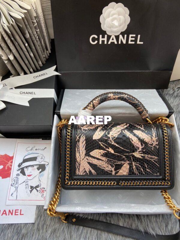 Replica Chanel Python Boy Bag with Handle 22 9
