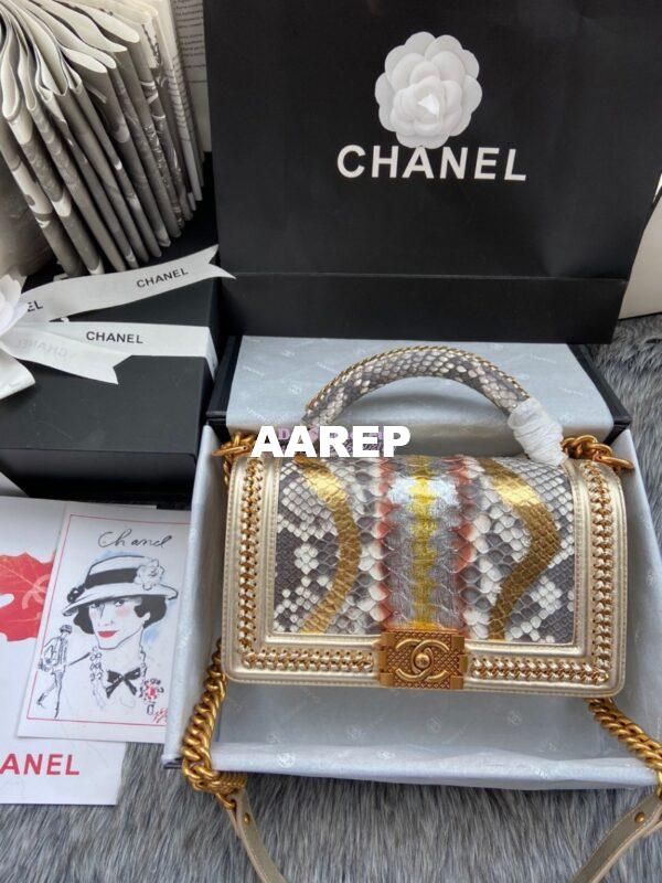 Replica Chanel Python Boy Bag with Handle 21