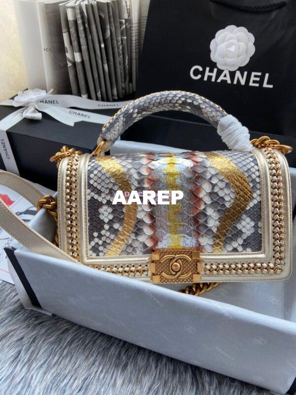 Replica Chanel Python Boy Bag with Handle 21 2