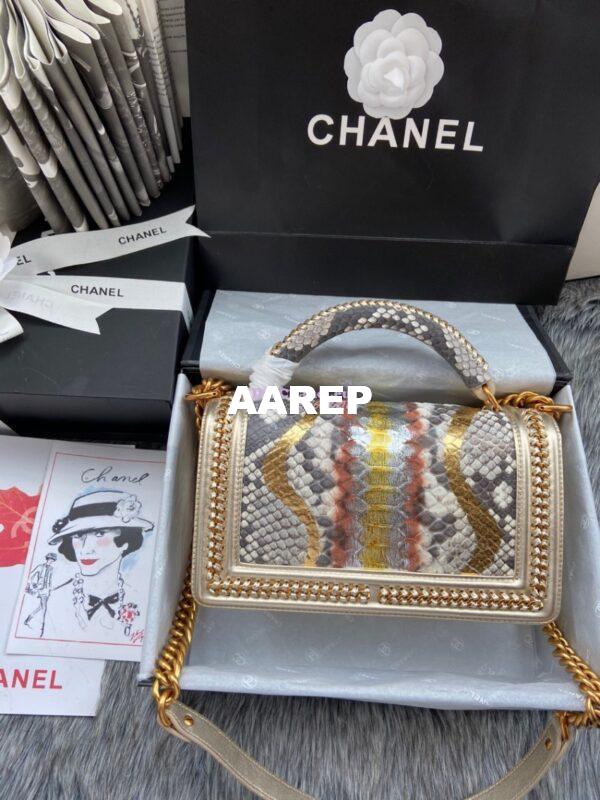 Replica Chanel Python Boy Bag with Handle 21 7