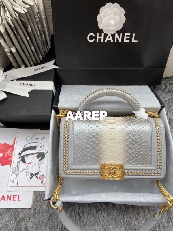 Replica Chanel Python Boy Bag with Handle 20 3