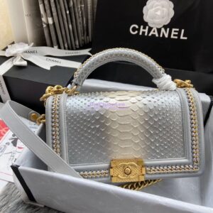 Replica Chanel Python Boy Bag with Handle 20 2