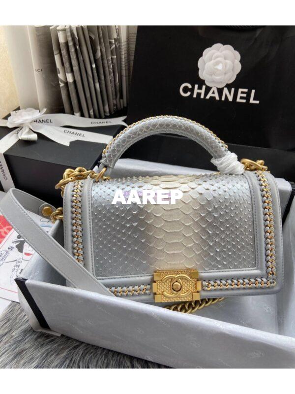 Replica Chanel Python Boy Bag with Handle 20 4