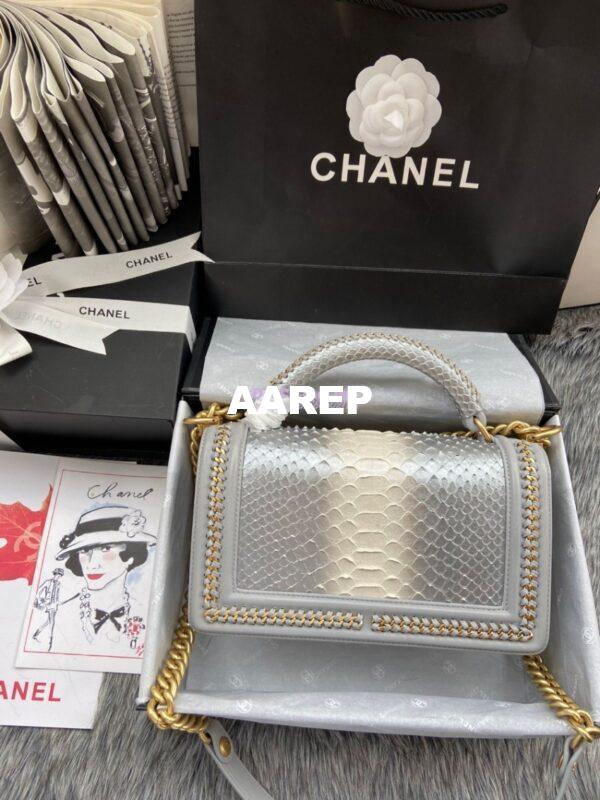 Replica Chanel Python Boy Bag with Handle 20 9