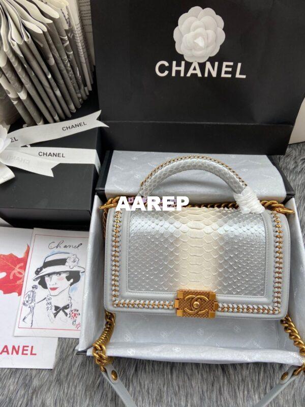 Replica Chanel Python Boy Bag with Handle 20 12