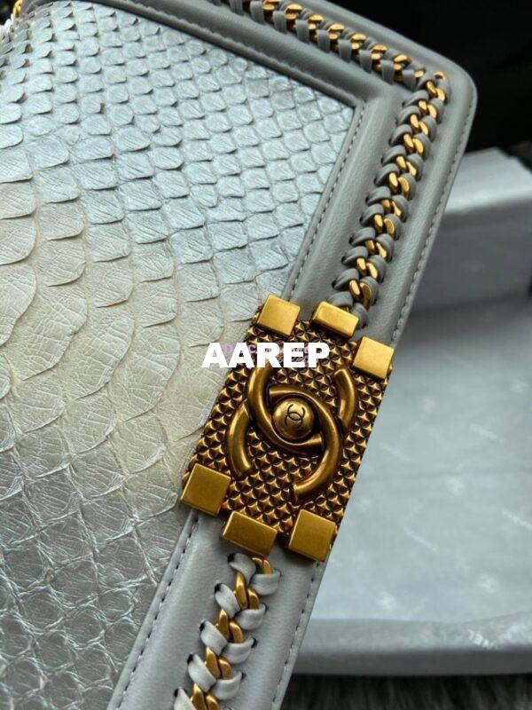 Replica Chanel Python Boy Bag with Handle 20 15
