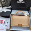 Replica Chanel Python Boy Bag with Handle Ocre
