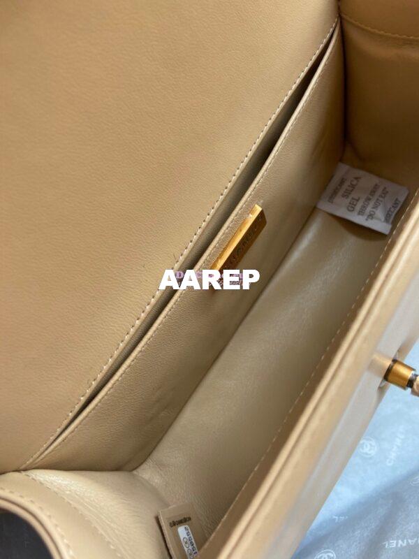 Replica Chanel Python Boy Bag with Handle Beige 7
