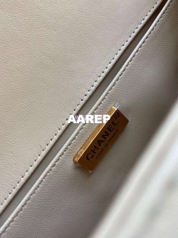 Replica Chanel Python Boy Bag with Handle Beige 8