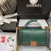 Replica Chanel Python Boy Bag with Handle Beige