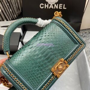 Replica Chanel Python Boy Bag with Handle Green 2