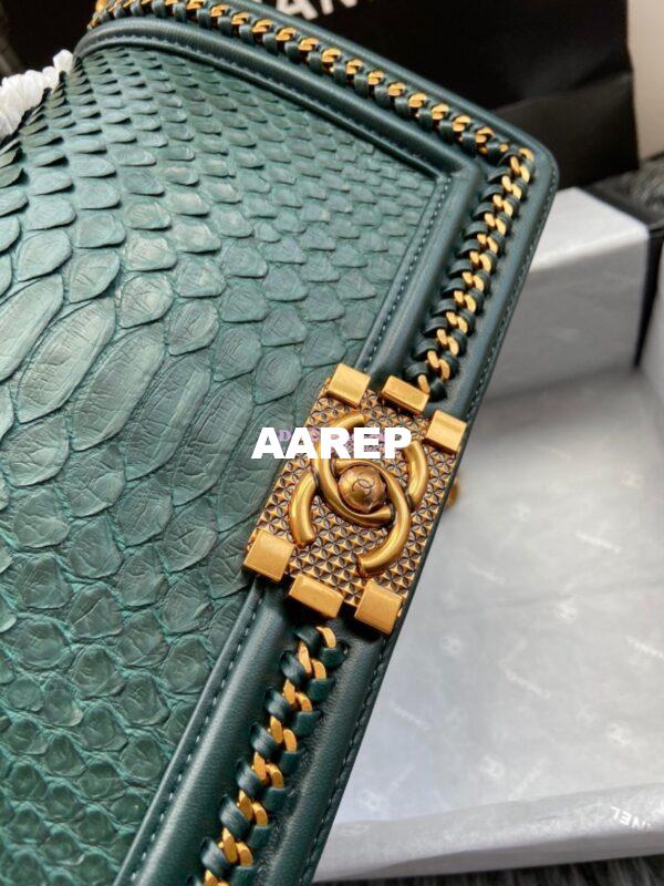 Replica Chanel Python Boy Bag with Handle Green 4