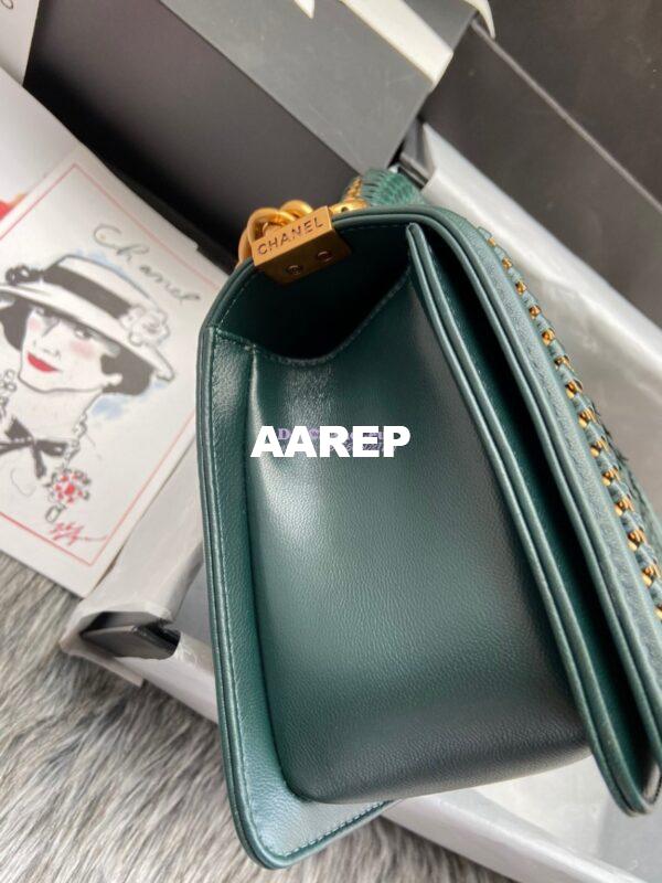 Replica Chanel Python Boy Bag with Handle Green 5
