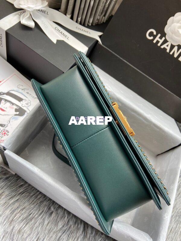 Replica Chanel Python Boy Bag with Handle Green 6