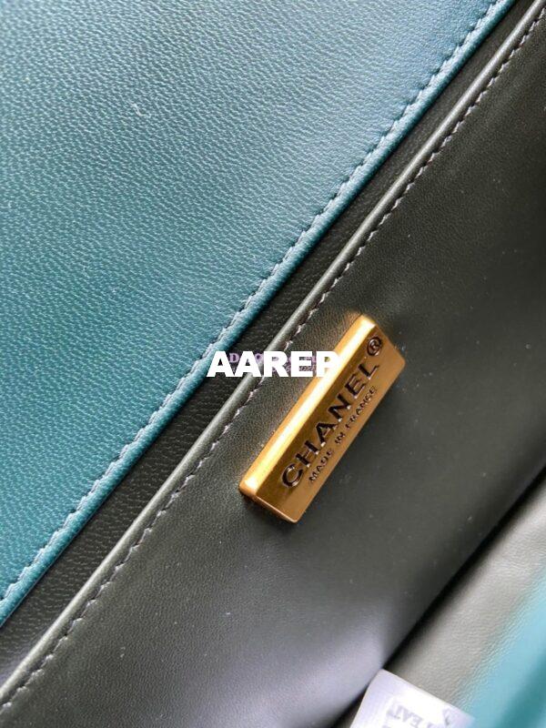 Replica Chanel Python Boy Bag with Handle Green 8