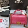 Replica Chanel Python Boy Bag with Handle Green