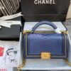 Replica Chanel Python Boy Bag with Handle Strawberry Pink