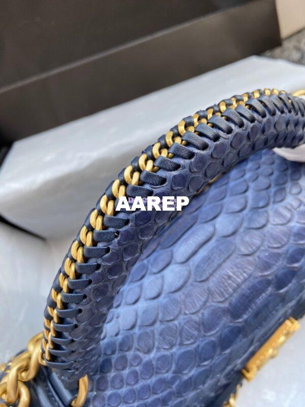 Replica Chanel Python Boy Bag with Handle Blue 5