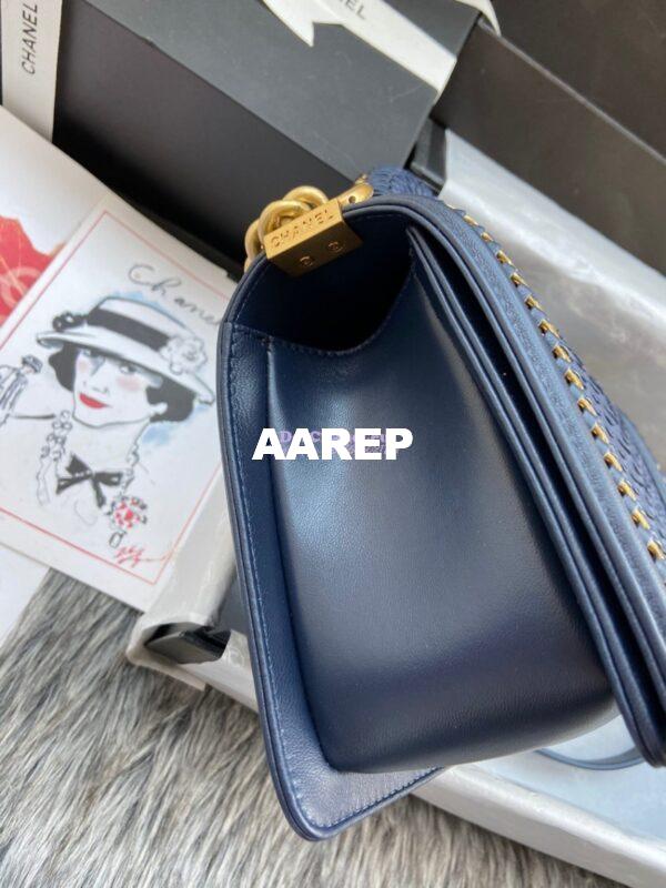 Replica Chanel Python Boy Bag with Handle Blue 7