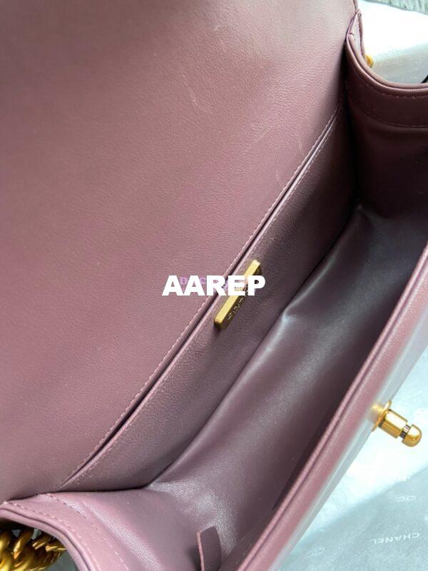 Replica Chanel Python Boy Bag with Handle Purplish Pink 10
