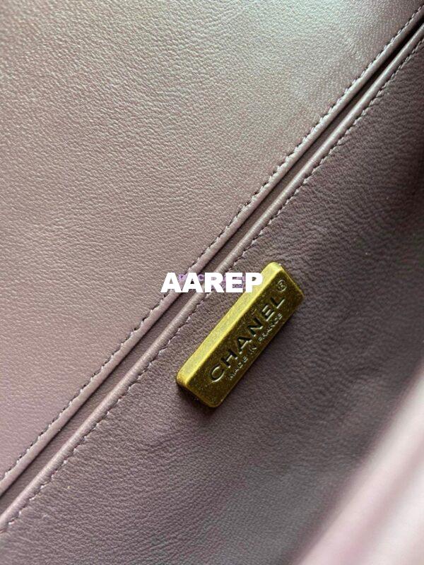 Replica Chanel Python Boy Bag with Handle Purplish Pink 11