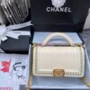 Replica Chanel Python Boy Bag with Handle Purplish Pink