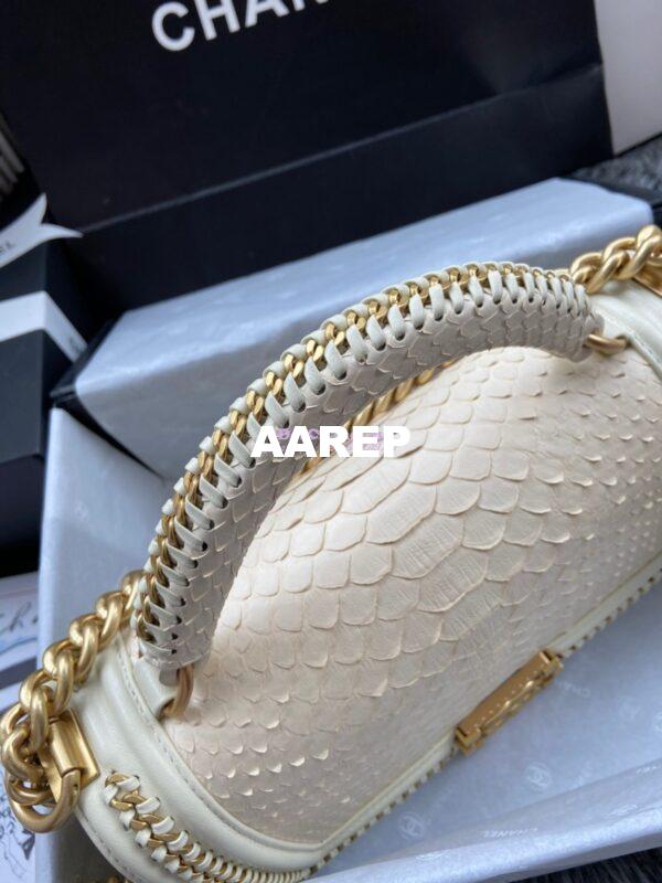 Replica Chanel Python Boy Bag with Handle White 3