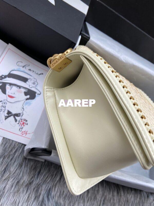 Replica Chanel Python Boy Bag with Handle White 4