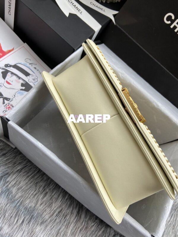Replica Chanel Python Boy Bag with Handle White 5