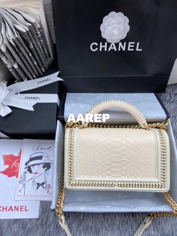 Replica Chanel Python Boy Bag with Handle White 6