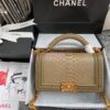 Replica Chanel Python Boy Bag with Handle White