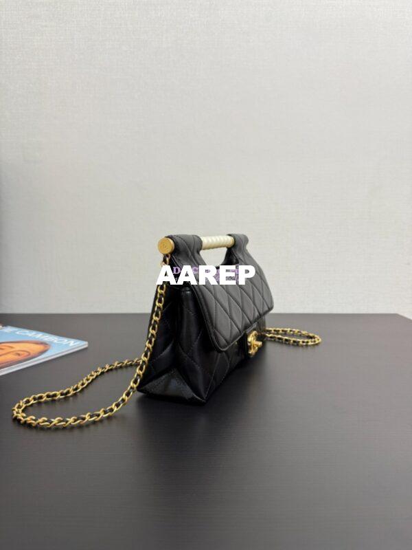 Replica Chanel 25P Pearl Handle Flap Bag in Lambskin AS5390 Black Limited Edition 5