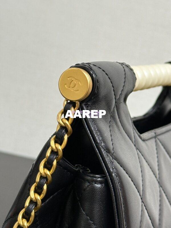 Replica Chanel 25P Pearl Handle Flap Bag in Lambskin AS5390 Black Limited Edition 6
