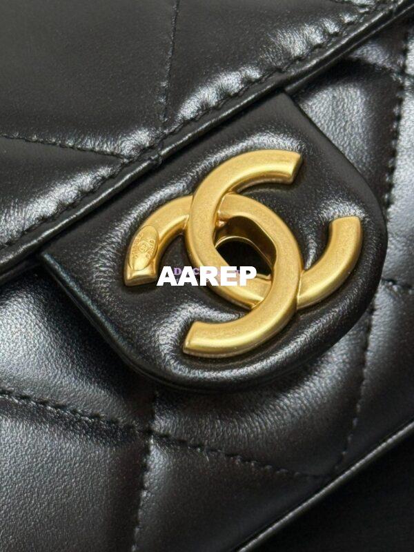 Replica Chanel 25P Pearl Handle Flap Bag in Lambskin AS5390 Black Limited Edition 7