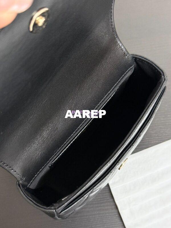 Replica Chanel 25P Enamel Handle Mini Half-Moon Bag in Shiny Lambskin AP4410 Black 5