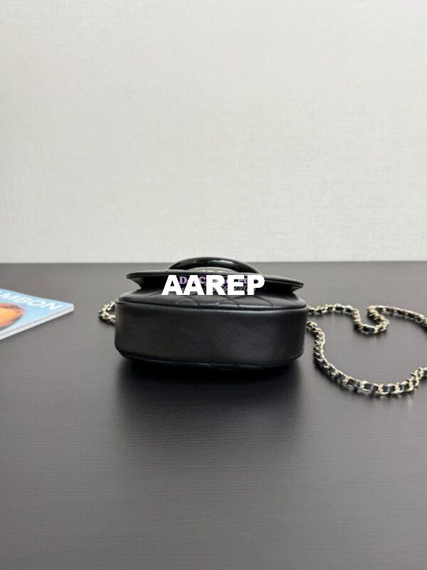 Replica Chanel 25P Enamel Handle Mini Half-Moon Bag in Shiny Lambskin AP4410 Black 9