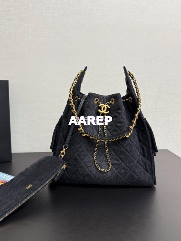 Replica Chanel 25C Large Bucket Bag in Washed Denim AS5311 Black 3