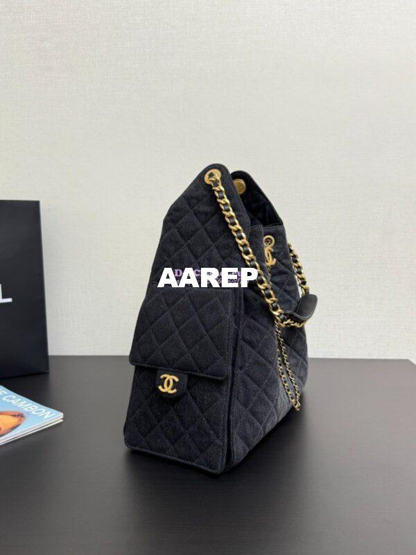 Replica Chanel 25C Large Bucket Bag in Washed Denim AS5311 Black 5