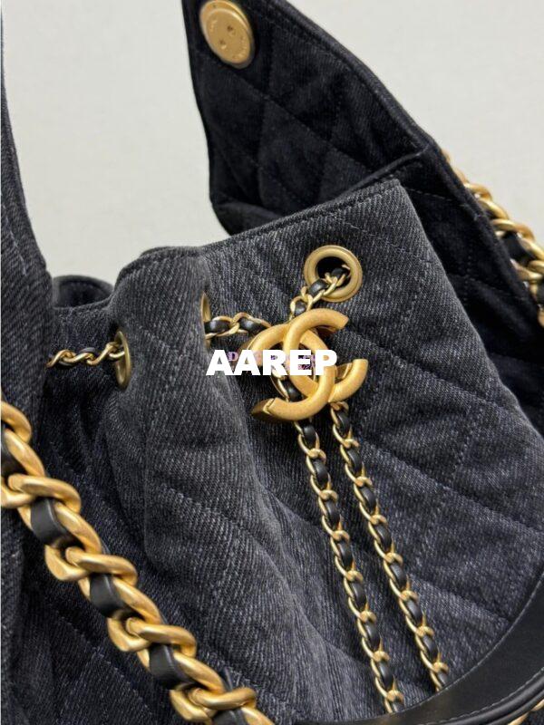 Replica Chanel 25C Large Bucket Bag in Washed Denim AS5311 Black 7