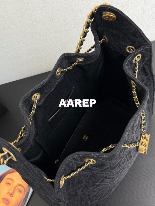 Replica Chanel 25C Large Bucket Bag in Washed Denim AS5311 Black 9