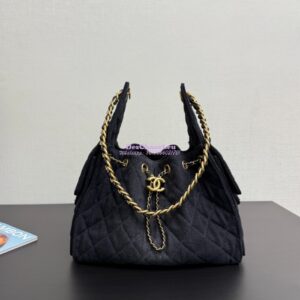 Replica Chanel 25C Small Bucket Bag in Washed Denim AS5293 Black