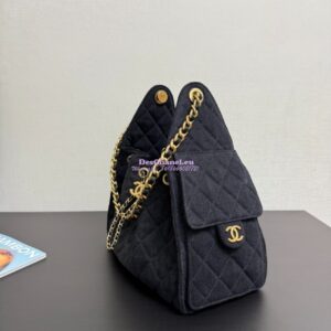 Replica Chanel 25C Small Bucket Bag in Washed Denim AS5293 Black 2
