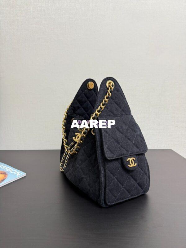 Replica Chanel 25C Small Bucket Bag in Washed Denim AS5293 Black 4