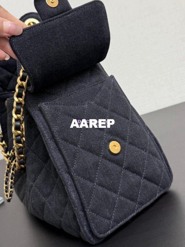Replica Chanel 25C Small Bucket Bag in Washed Denim AS5293 Black 8